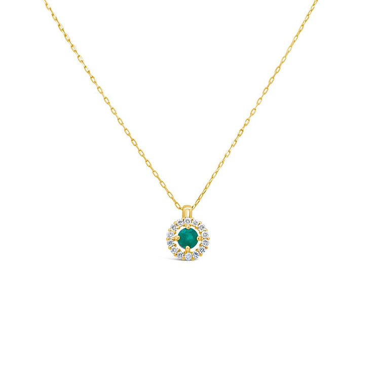 Irisa by Martin Binder Round Emerald & Diamond Halo Necklace