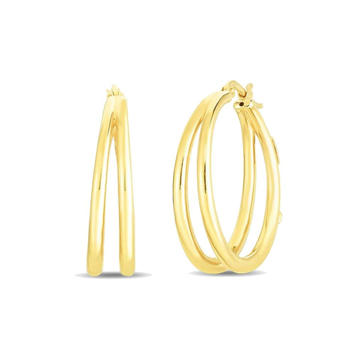 Roberto Coin Classics Yellow Gold Thin Double Hoop Earrings