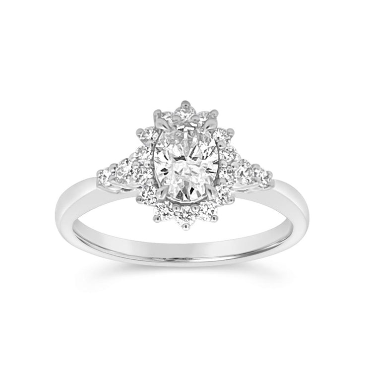Yes by Martin Binder Oval Diamond Sunburst Halo Engagement Ring (0.89 ct. tw.)