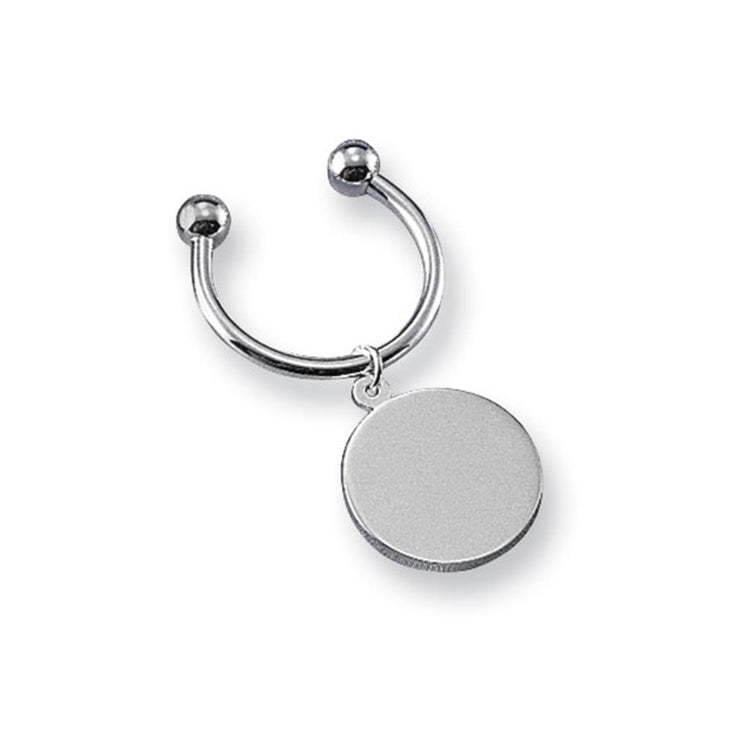 Silver-Plated Engravable Disc Key Ring