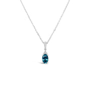 Color by Martin Binder Oval Blue Zircon & Diamond Necklace