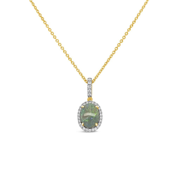 Irisa by Martin Binder Oval Opal & Diamond Halo Necklace