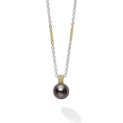 LAGOS Luna Two-Tone Tahitian Black Pearl Pendant Necklace
