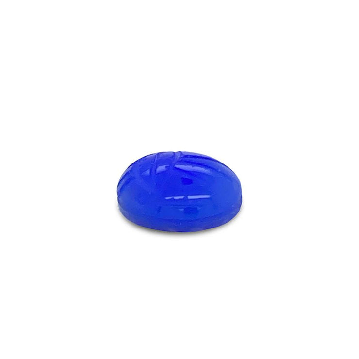 Oval Cut Blue Agate Scarab Gemstone
