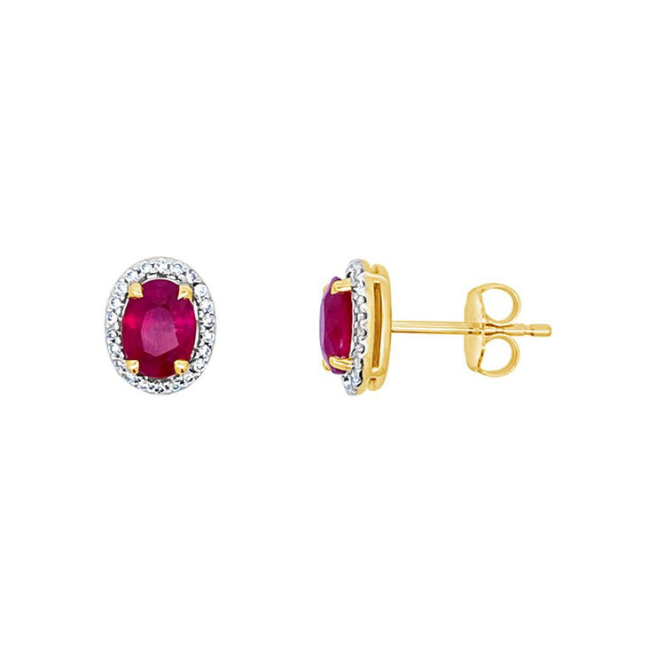 Irisa by Martin Binder Oval Ruby & Diamond Halo Earrings