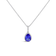Irisa by Martin Binder Pear Tanzanite & Diamond Halo Necklace